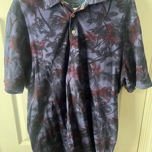 Men's Blue and Red Palm Tree Shirt